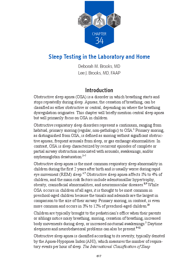 Sleep Testing in the Laboratory and Home | Pediatric Pulmonology | AAP ...