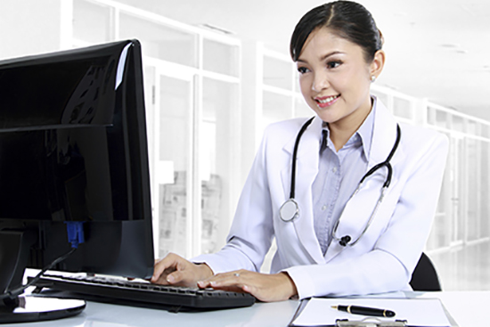 Doctor at computer