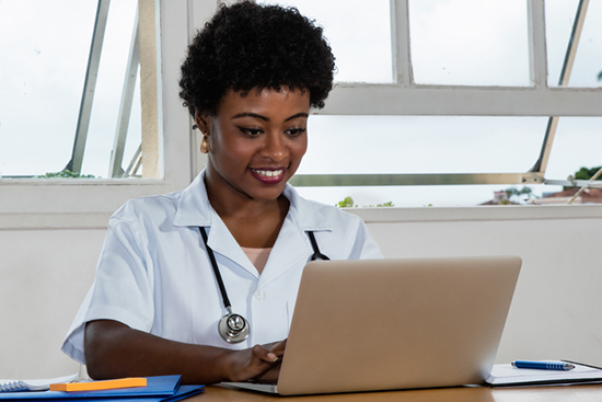 Doctor at computer
