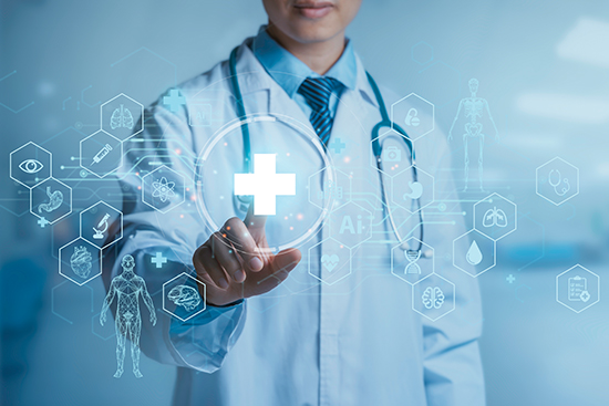 Doctor illustration show different medical symbols