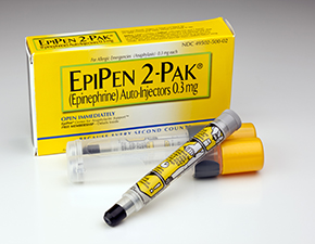 The Academy recommends children with serious food allergies always keep two epinephrine auto-injectors with them.