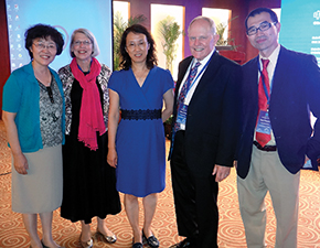 China Neonatal Resuscitation Program (NRP) partners gathered in Beijing to celebrate newborn lives saved over the past 10 years. From left: Susan Niermeyer, M.D., M.P.H., FAAP, HBB master trainer; Feng Qi, M.D., FAAP, China NRP Committee member; William J. Keenan, M.D., FAAP, HBB master trainer; and Henry C. Lee, M.D., FAAP, NRP Steering Committee member.