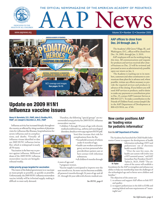 AAP News Cover Image for Volume 30, Issue 12
