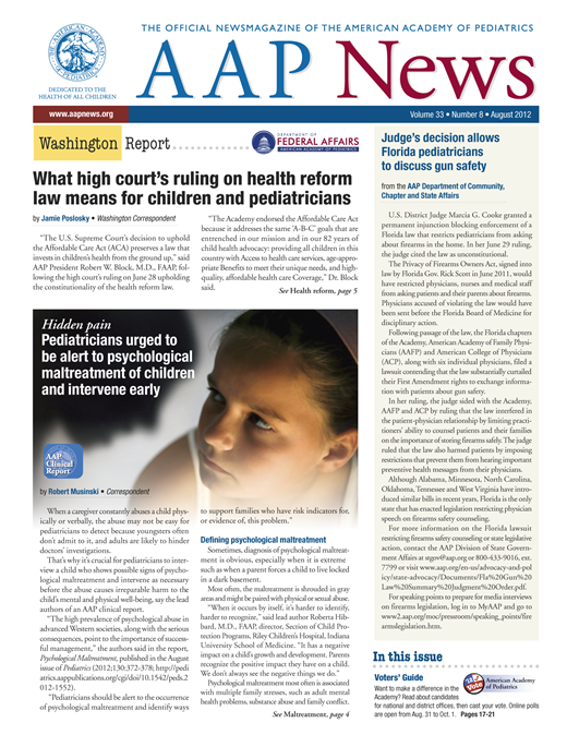 AAP News Cover Image for Volume 33, Issue 8