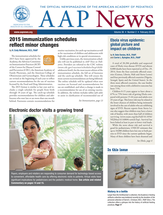 2015 immunization schedules reflect minor changes | AAP News | American ...