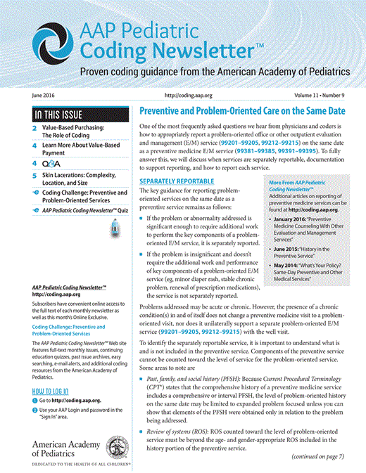 Preventive and Problem-Oriented Care on the Same Date | AAP Pediatric ...