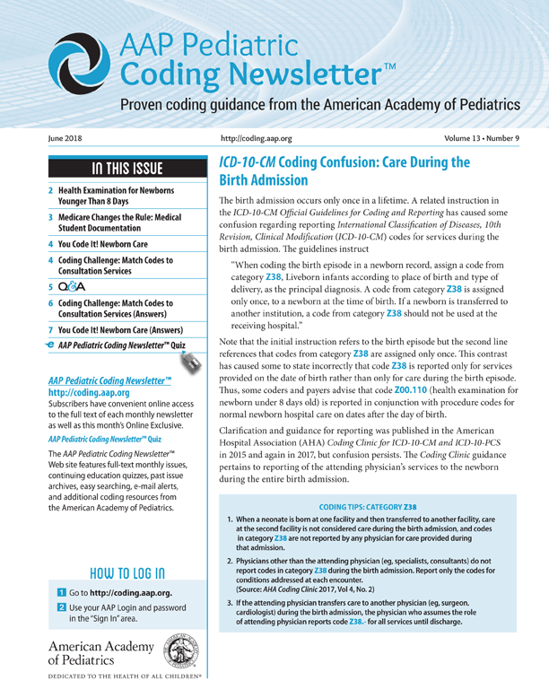 Volume 13 Issue 9 | AAP Pediatric Coding Newsletter | American Academy ...