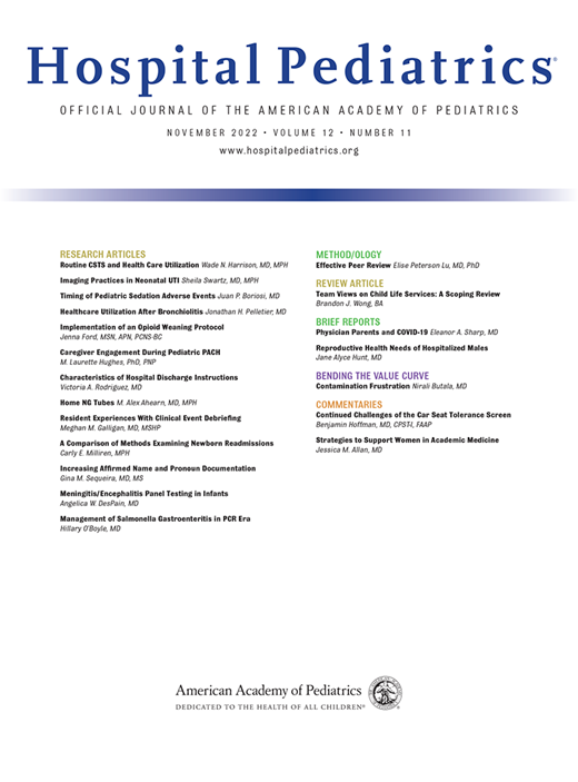 Hospital Pediatrics Cover Image for Volume 12, Issue 11