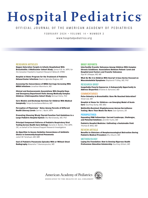 Hospital Pediatrics Cover Image for Volume 14, Issue 2