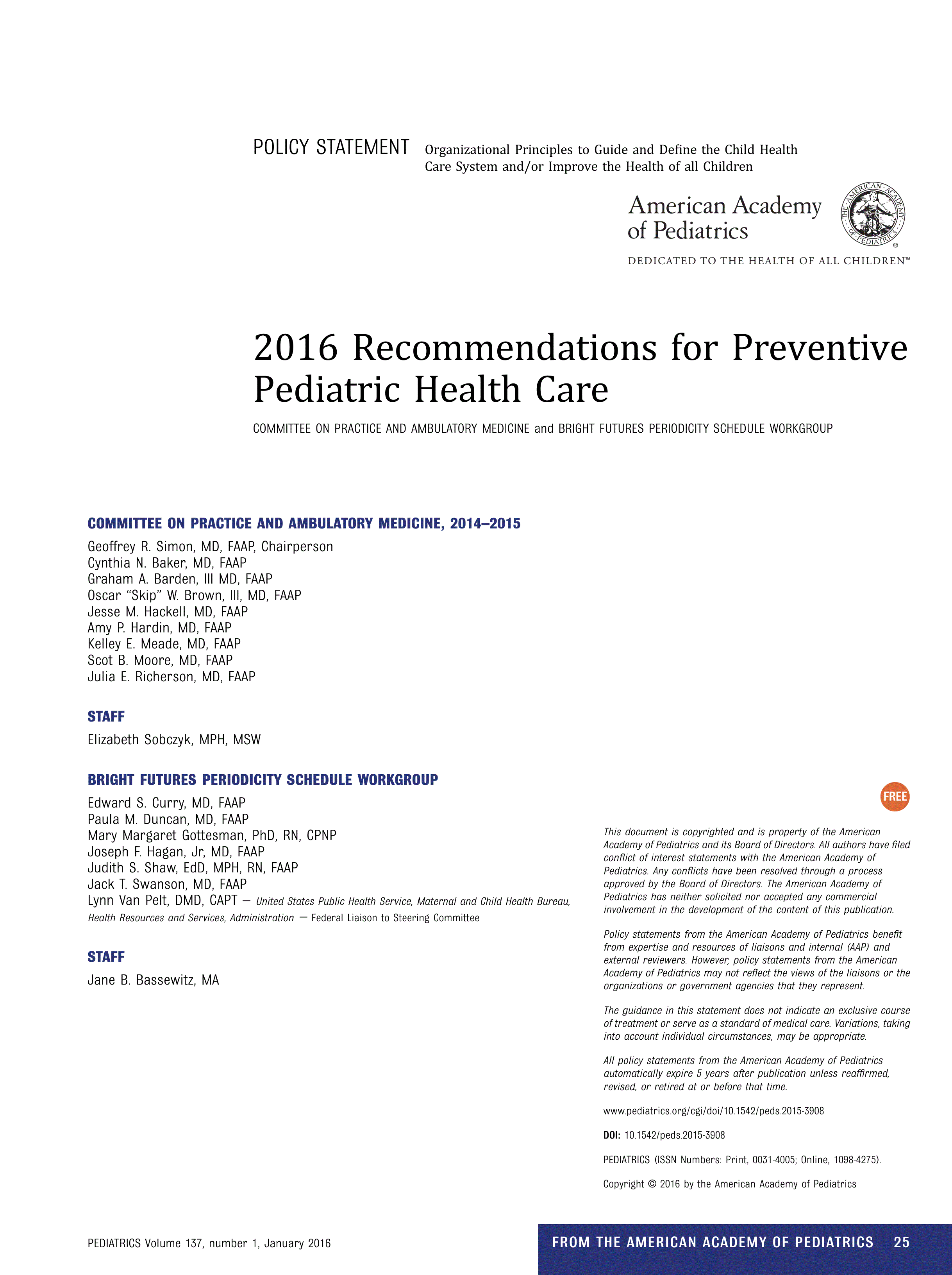 2016 Recommendations for Preventive Pediatric Health Care | Pediatrics ...