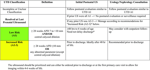 Suggested Subsequent POSTNATAL Management Based Upon Antenatal Ultrasound.