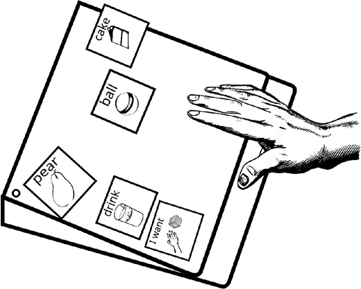This low-tech communication device allows the user to select one or several images to convey their request.