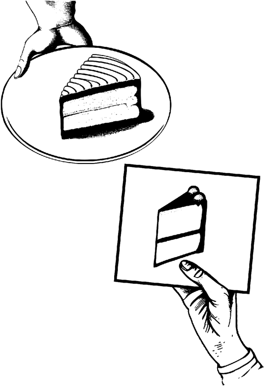 Using a picture of cake selected from the available options in Figure 1, the user can indicate they wish to eat cake by presenting the picture to a communication partner (such as a caregiver).