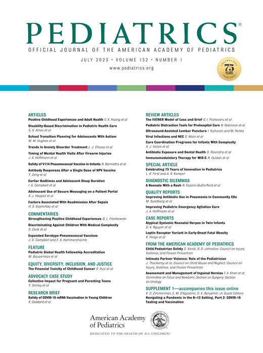 Pediatrics Cover Image for Volume 152, Issue 1