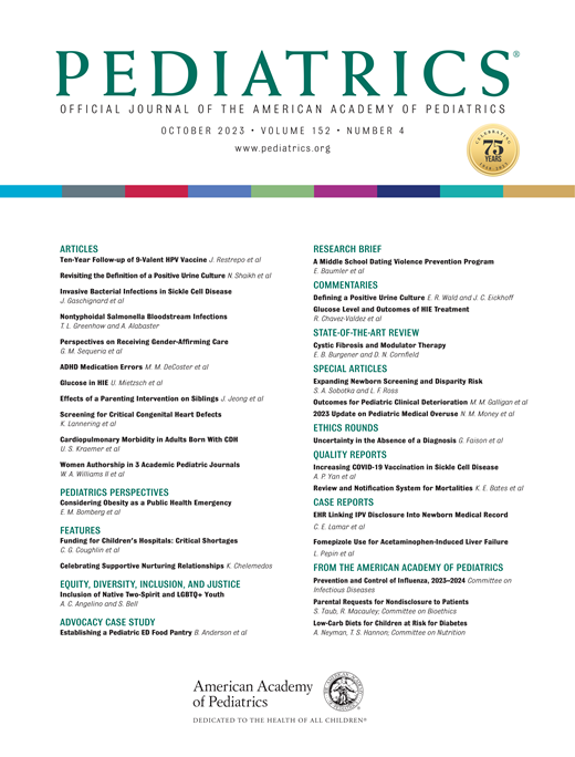 Pediatrics Cover Image for Volume 152, Issue 4