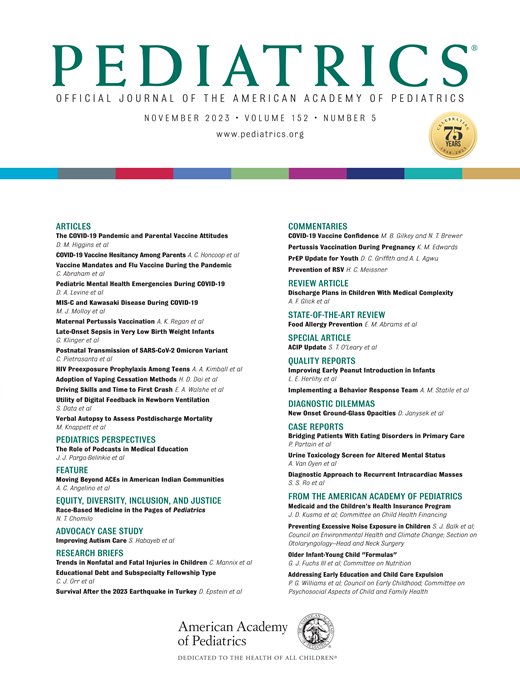 Pediatrics Cover Image for Volume 152, Issue 5