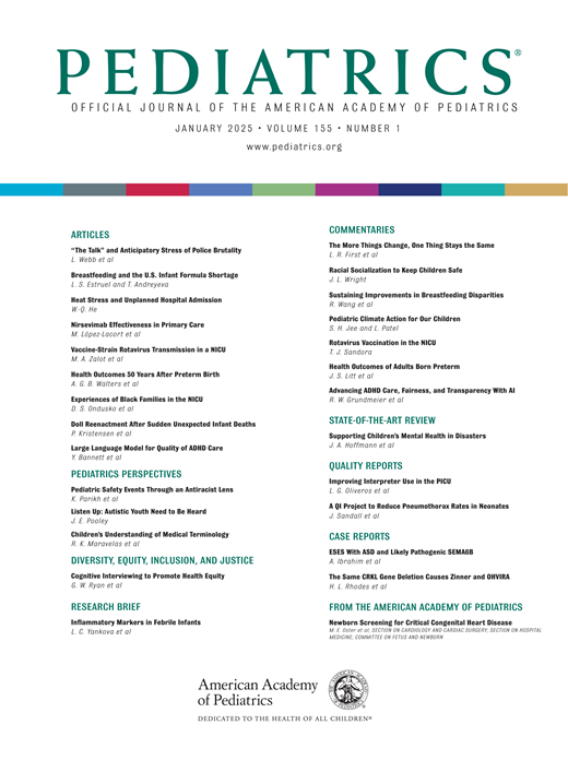 Pediatrics Cover Image for Volume 155, Issue 1