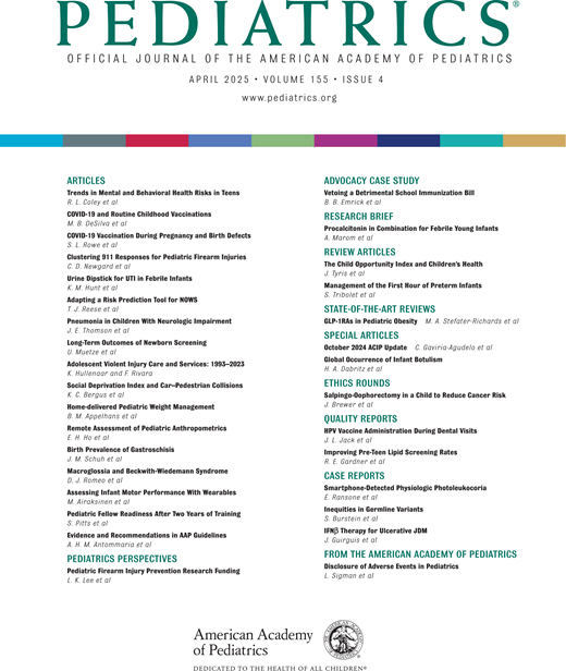 Pediatrics Cover Image for Volume 155, Issue 4